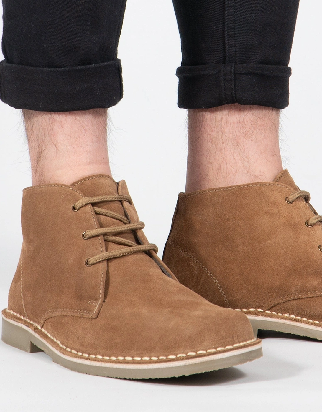 LEONARD Mens Desert Boots Sand