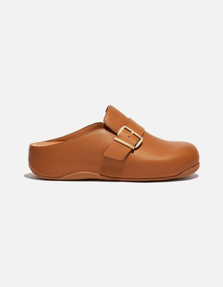 SHUV BUCKLE-STRAP Womens Leather Clogs Light Tan