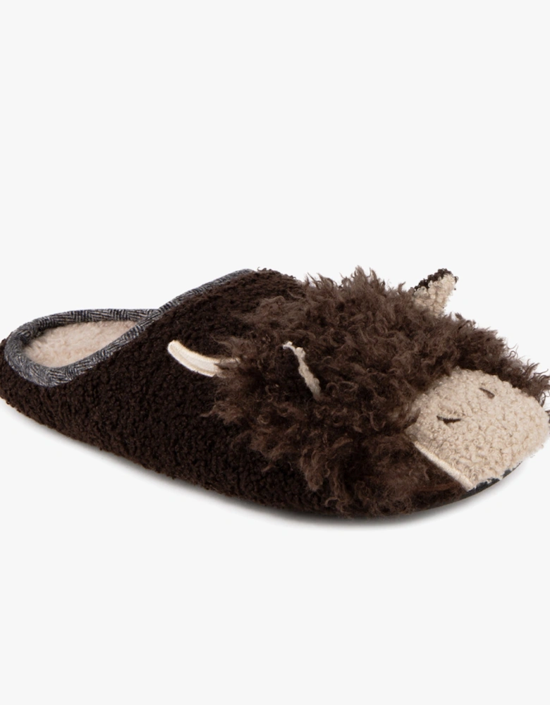 NOVELTY APPLIQUE MULE Slippers Mens Brown