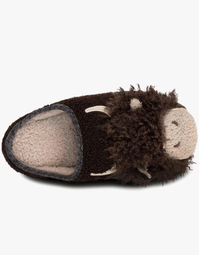 NOVELTY APPLIQUE MULE Slippers Mens Brown