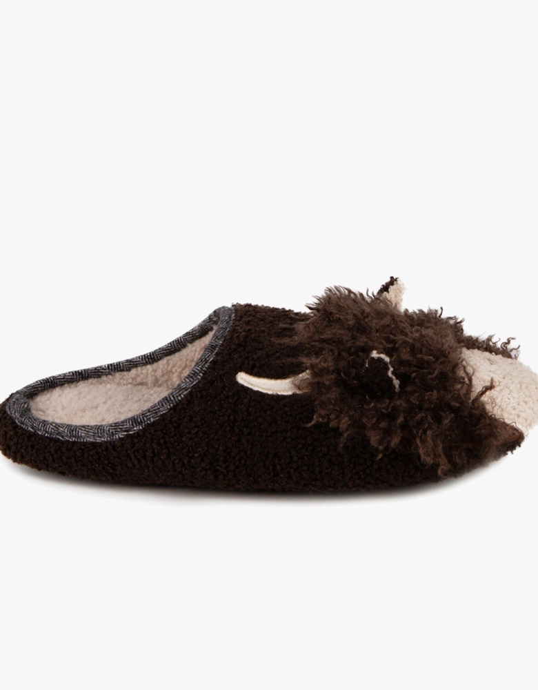 NOVELTY APPLIQUE MULE Slippers Mens Brown