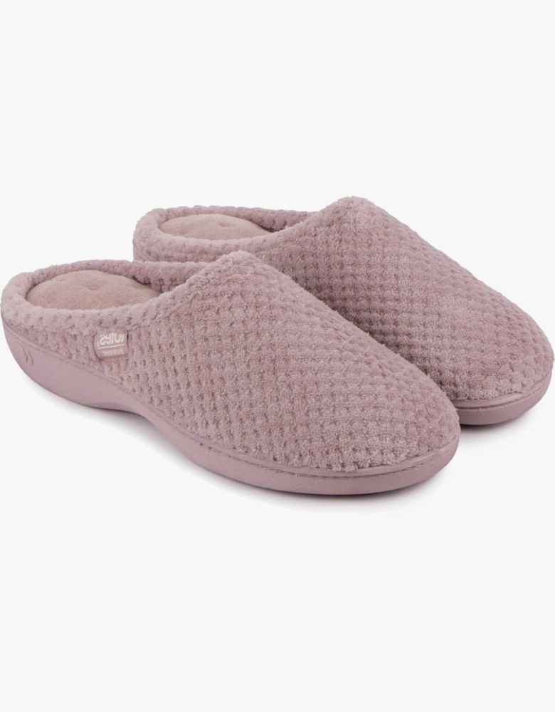 Isotoner POPCORN Terry Mule Slippers Womens Dusky Pink