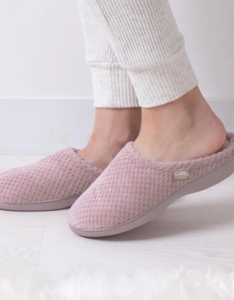 Isotoner POPCORN Terry Mule Slippers Womens Dusky Pink