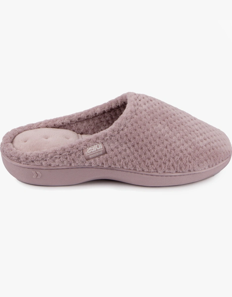 Isotoner POPCORN Terry Mule Slippers Womens Dusky Pink