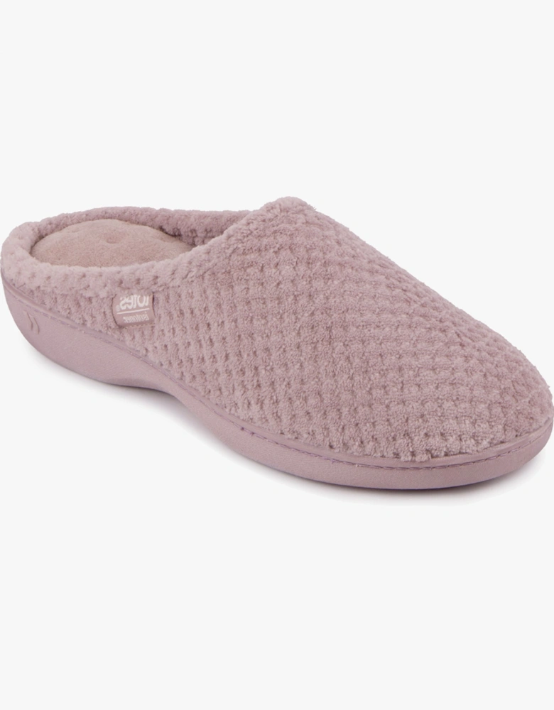 Isotoner POPCORN Terry Mule Slippers Womens Dusky Pink