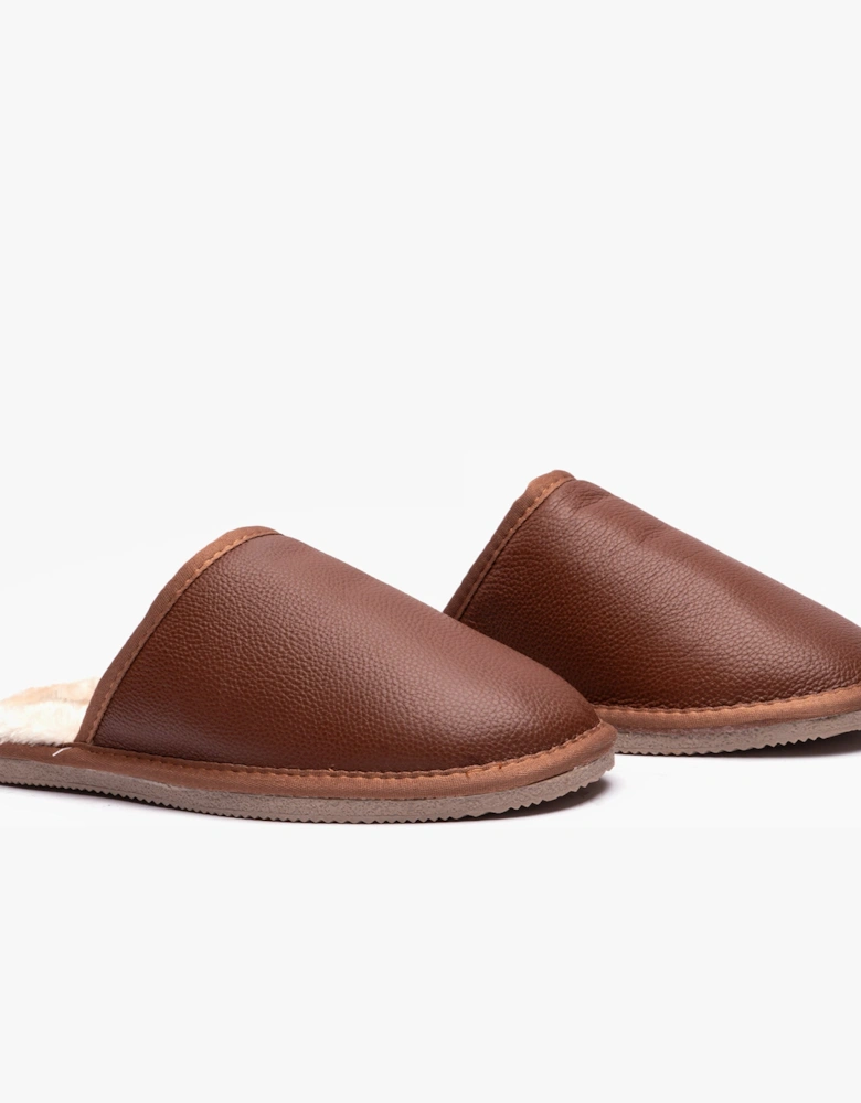 COADY LEATHER SLIPPER Classic Mens Slippers Tan