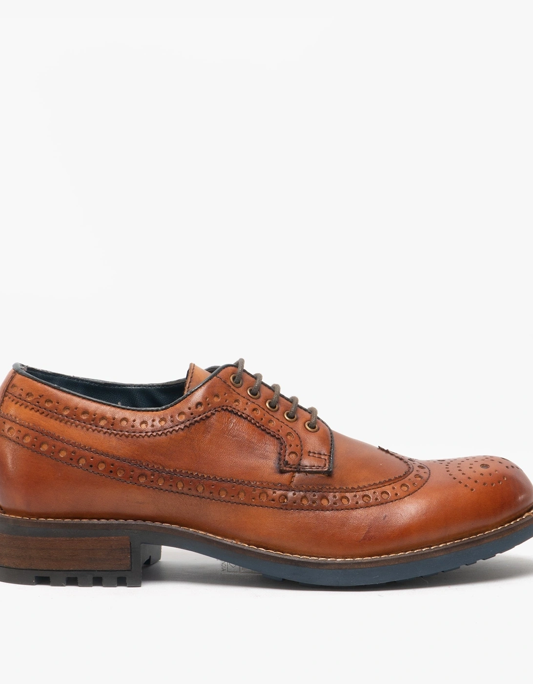 POPLAR Mens Leather Derby Shoes Tan, 4 of 3