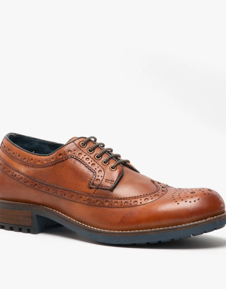 POPLAR Mens Leather Derby Shoes Tan