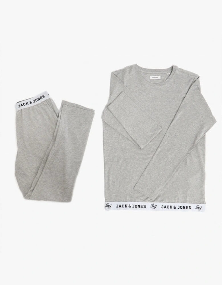 RICKO Mens Cotton T-Shirt And Trousers Lounge Set Light Grey Melange