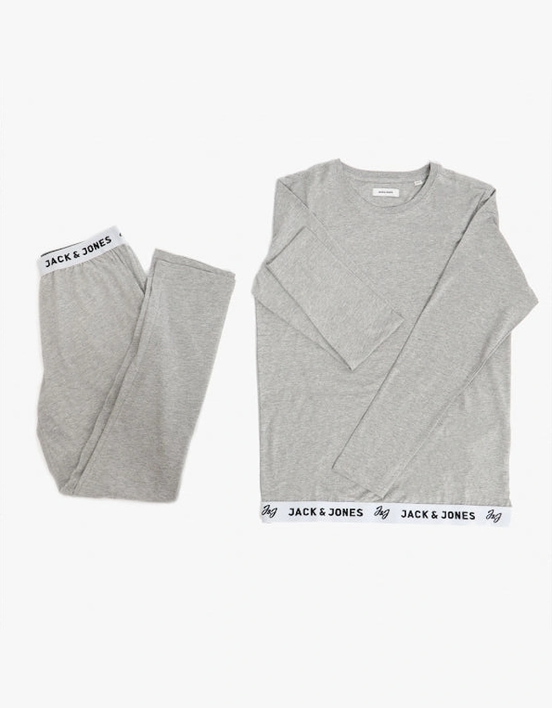 RICKO Mens Cotton T-Shirt And Trousers Lounge Set Light Grey Melange