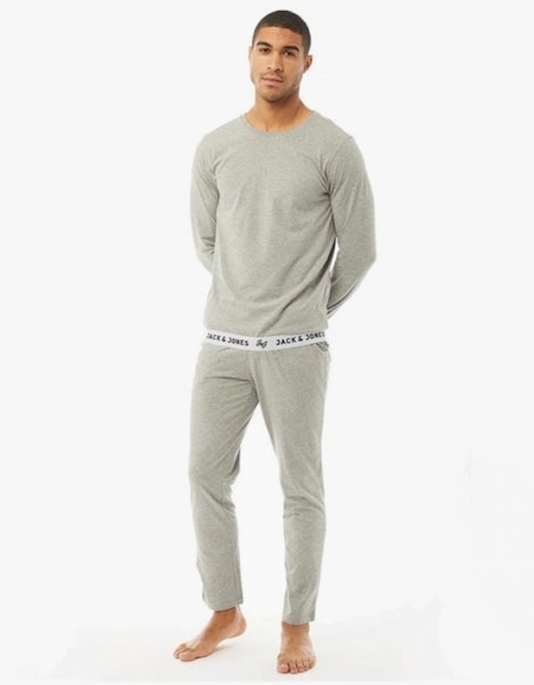 RICKO Mens Cotton T-Shirt And Trousers Lounge Set Light Grey Melange