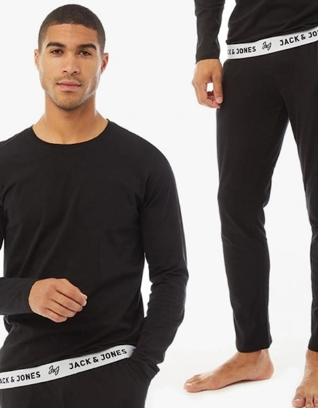 RICKO Mens Cotton T-Shirt And Trousers Lounge Set Black