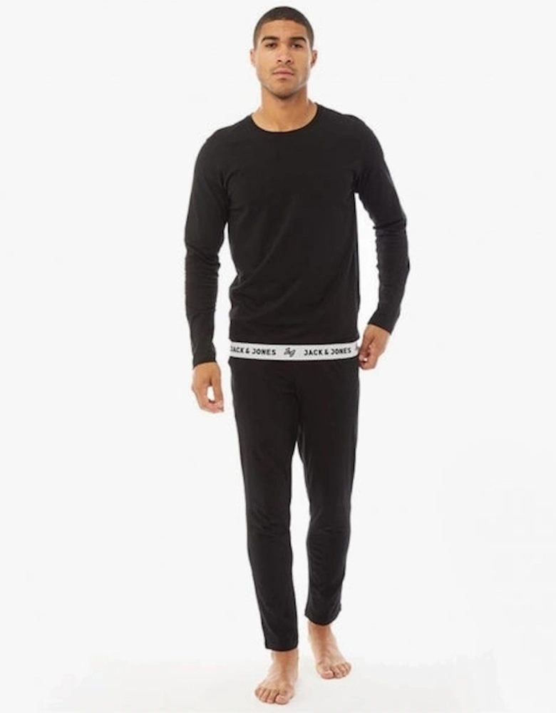 RICKO Mens Cotton T-Shirt And Trousers Lounge Set Black