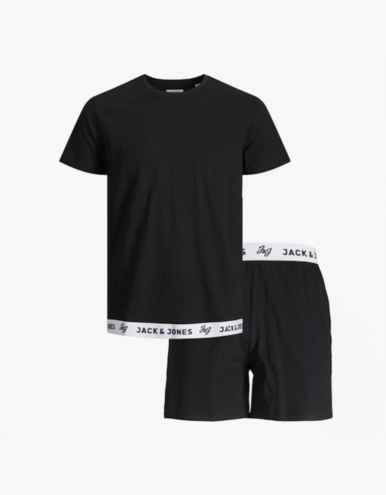 RICKO Mens Cotton T-Shirt And Shorts Lounge Set Black