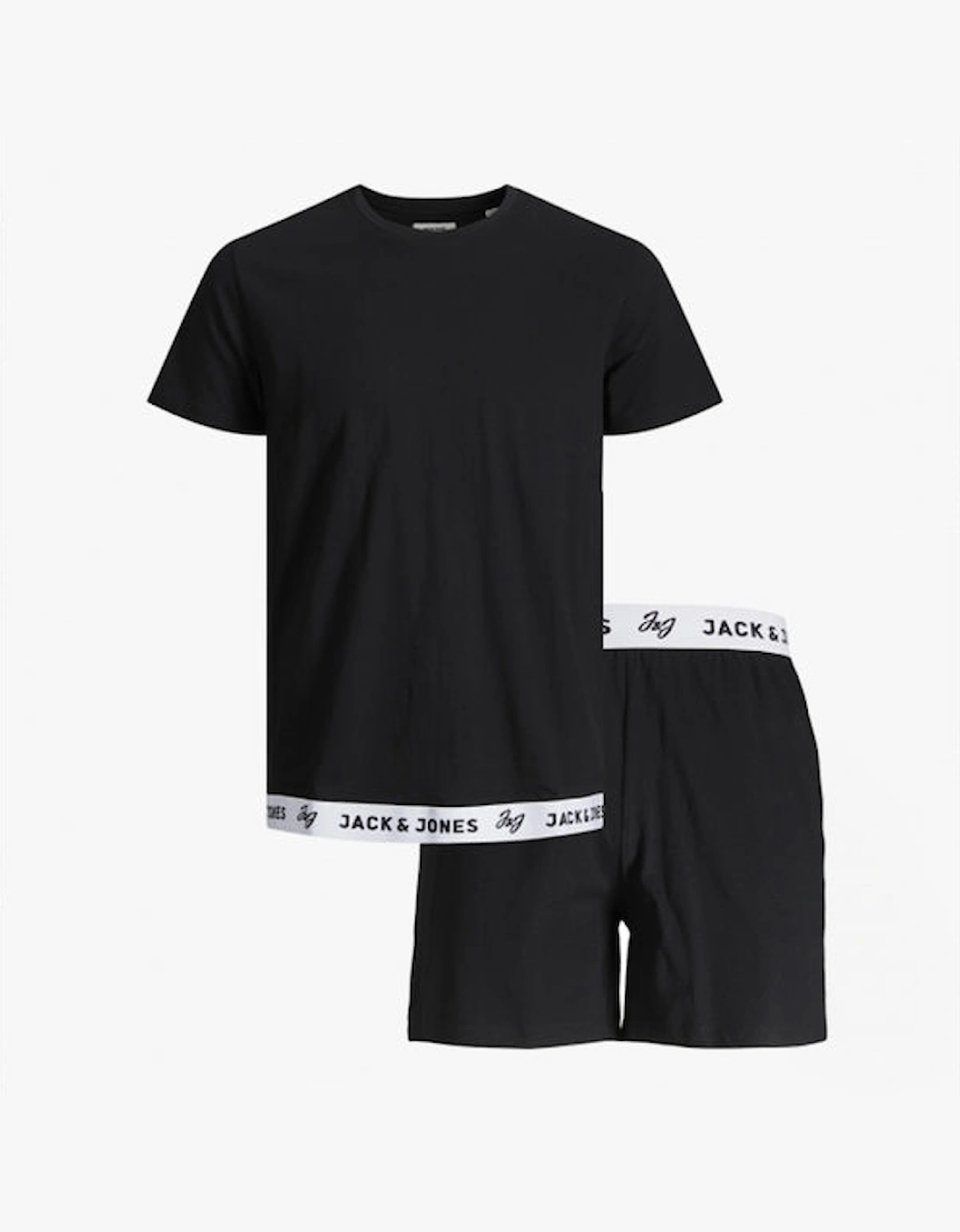 RICKO Mens Cotton T-Shirt And Shorts Lounge Set Black, 3 of 2