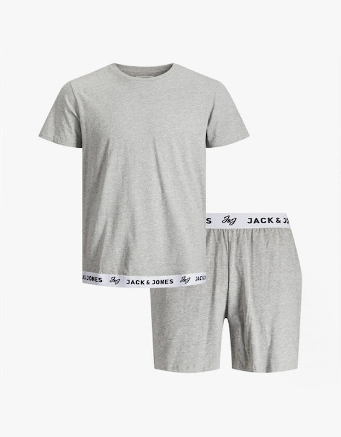 RICKO Mens Cotton T-Shirt And Shorts Lounge Set Light Grey Melange, 4 of 3