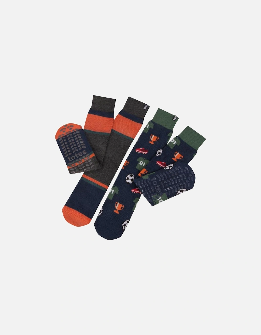 ORIGINAL SLIPPER SOCKS (TWIN PACK) Mens Socks Football / Stripe, 2 of 1