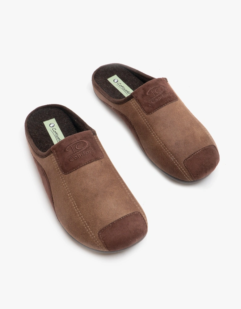 WESTWELL Mens Mule Slippers Brown