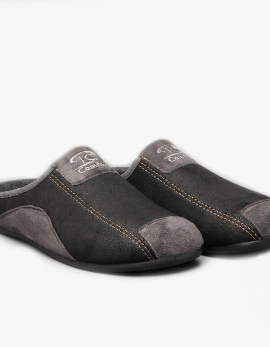 WESTWELL Mens Mule Slippers Black