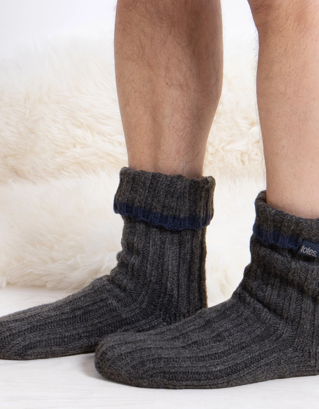 Toasties RECYCLED CHUNKY SLIPPER SOCK Mens Grey