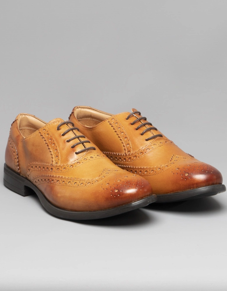 MONTY II Mens Leather Brogue Lace Ups Tan