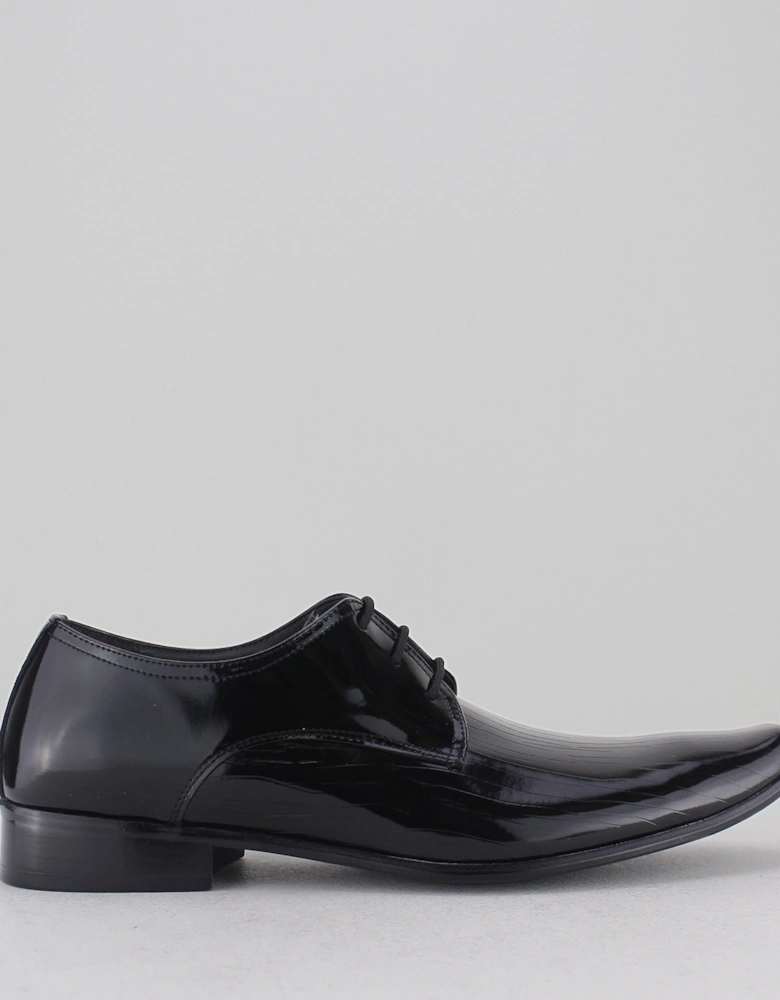 OSWALD Mens Faux Patent Leather Derby Shoes Black