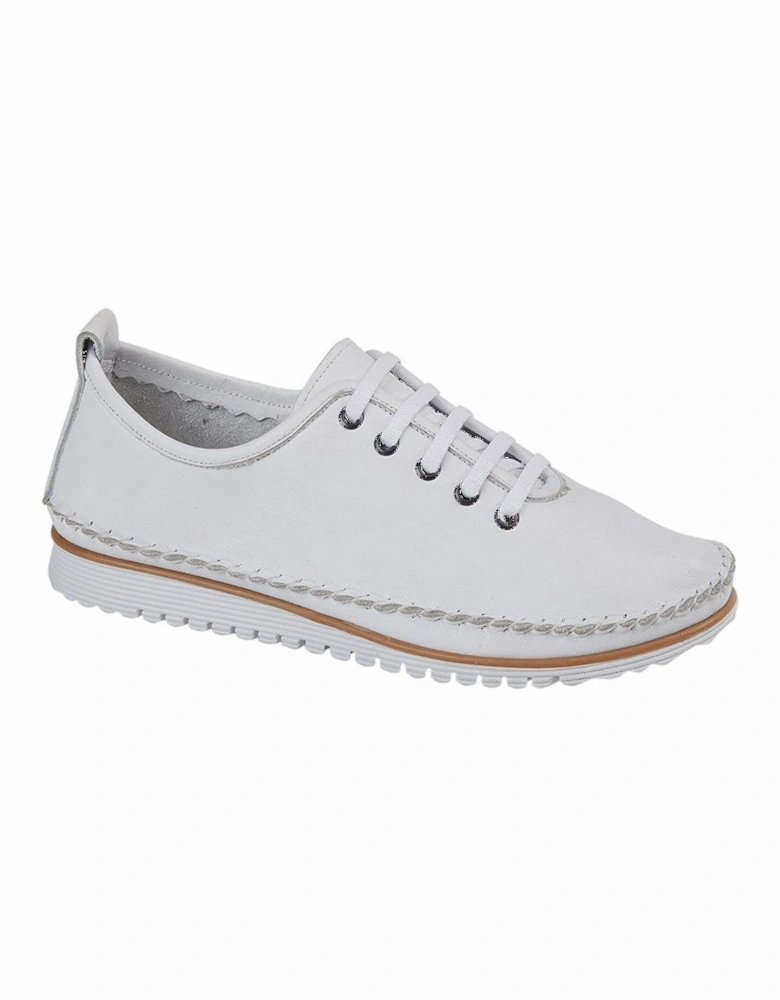 L988G 5-Eye Lace Womens Leather Shoes White