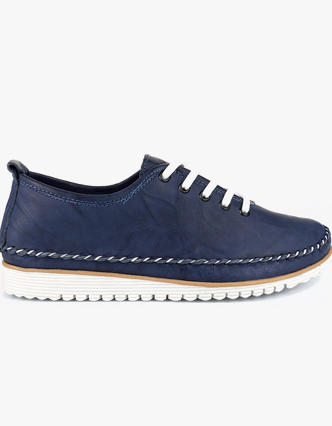 L988NC Womens Soft Leather Lace-Up Shoes Navy