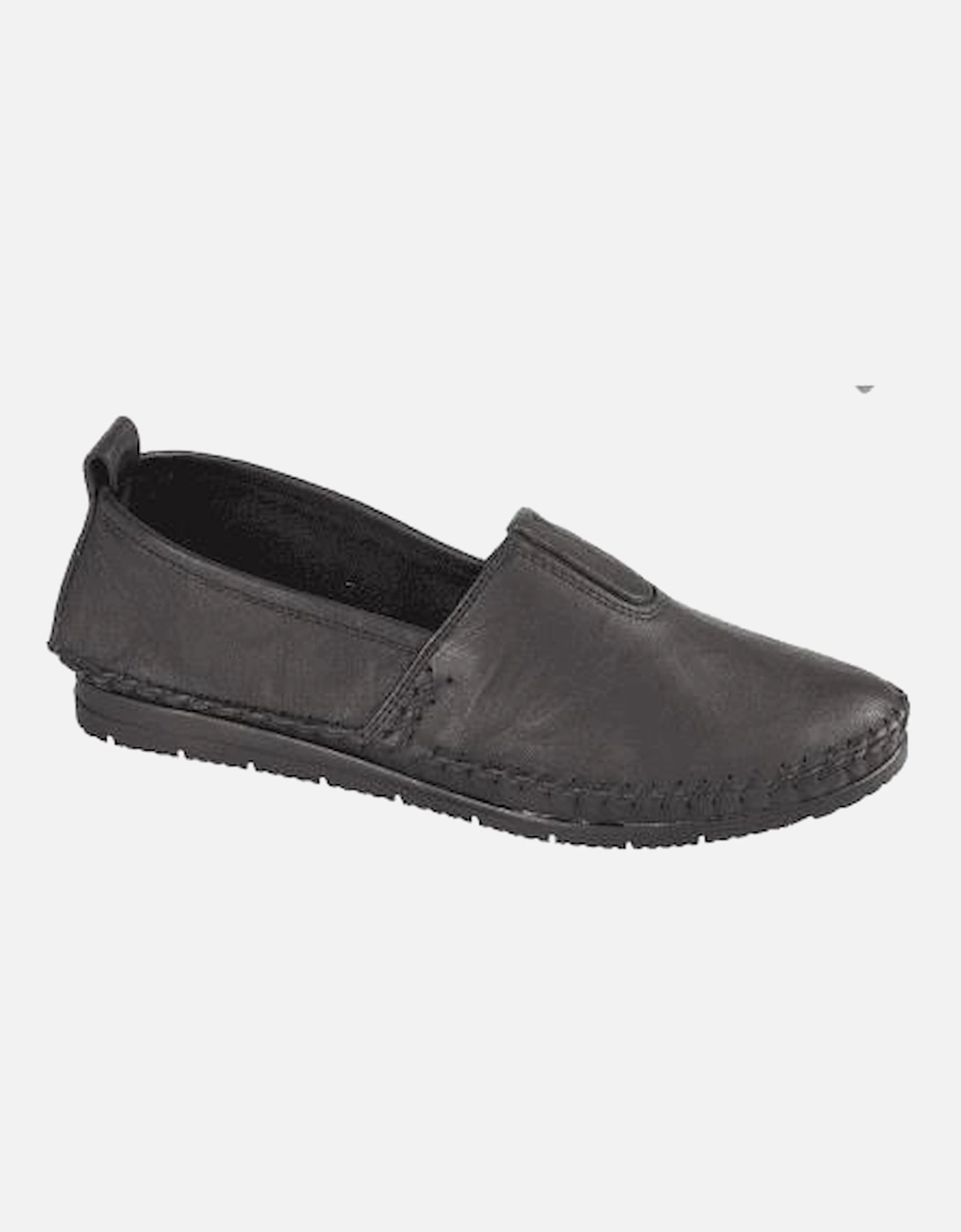 L990A Womens Soft Leather Slip-On Shoes Black, 2 of 1