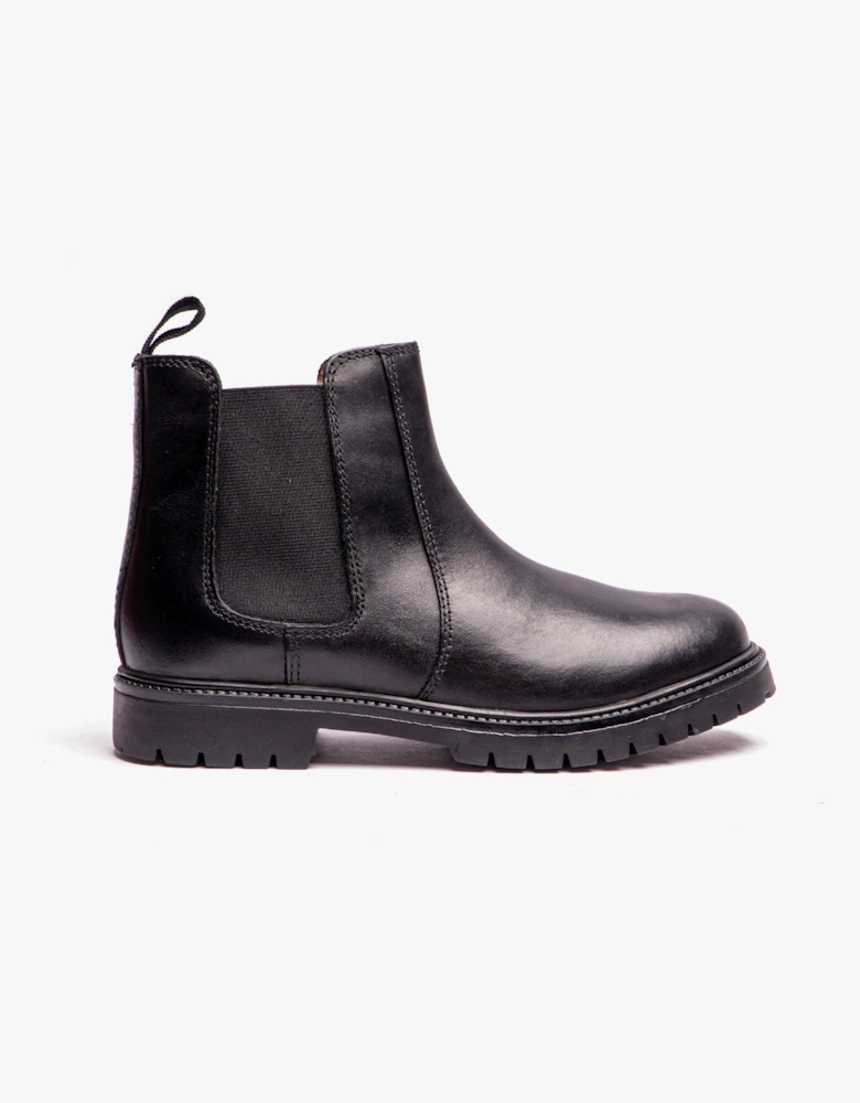 B525A Unisex Kids Leather Chelsea Boots Black