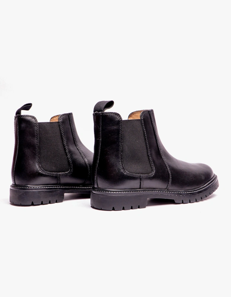 B525A Unisex Kids Leather Chelsea Boots Black