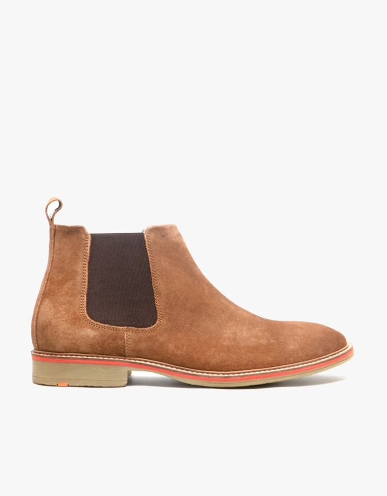 CALDWELL Mens Suede Leather Chelsea Boots Brown