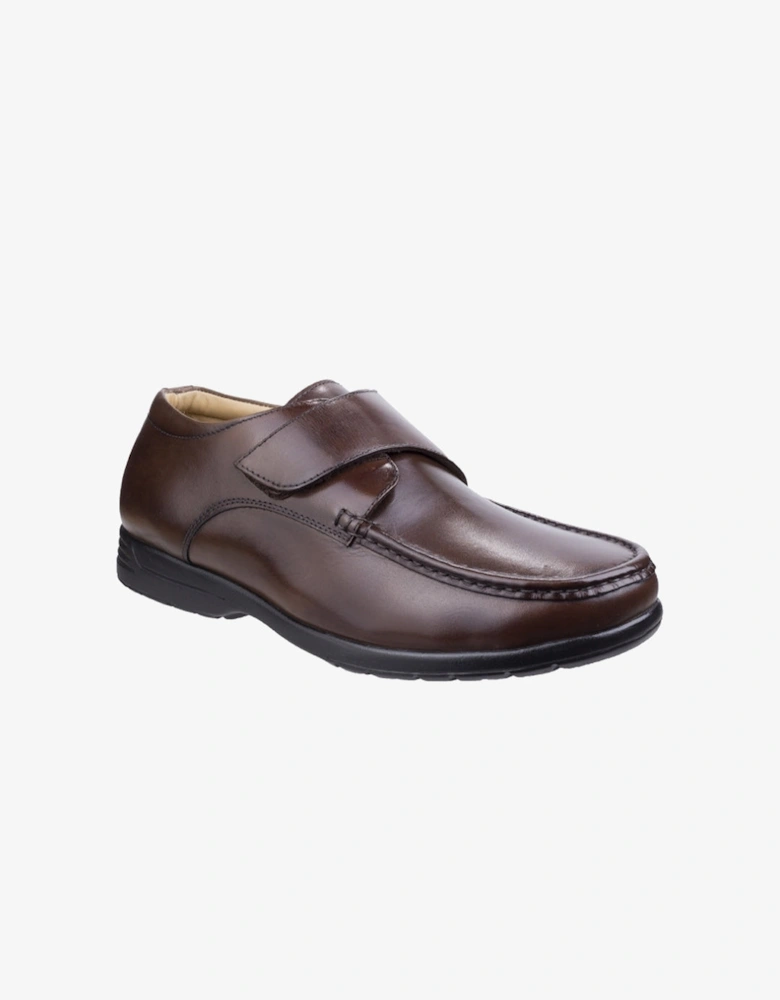 Fleet & Foster FRED Mens Leather Touch Fasten Shoes Brown