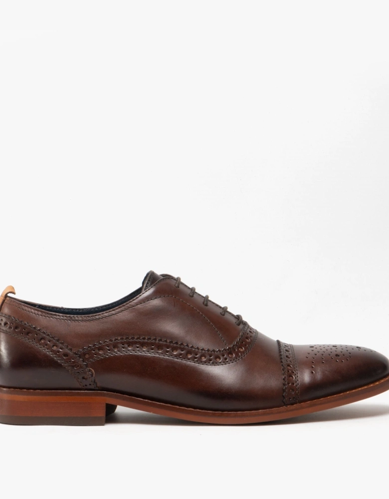 London CAST Mens Leather Brogue Shoes Brown