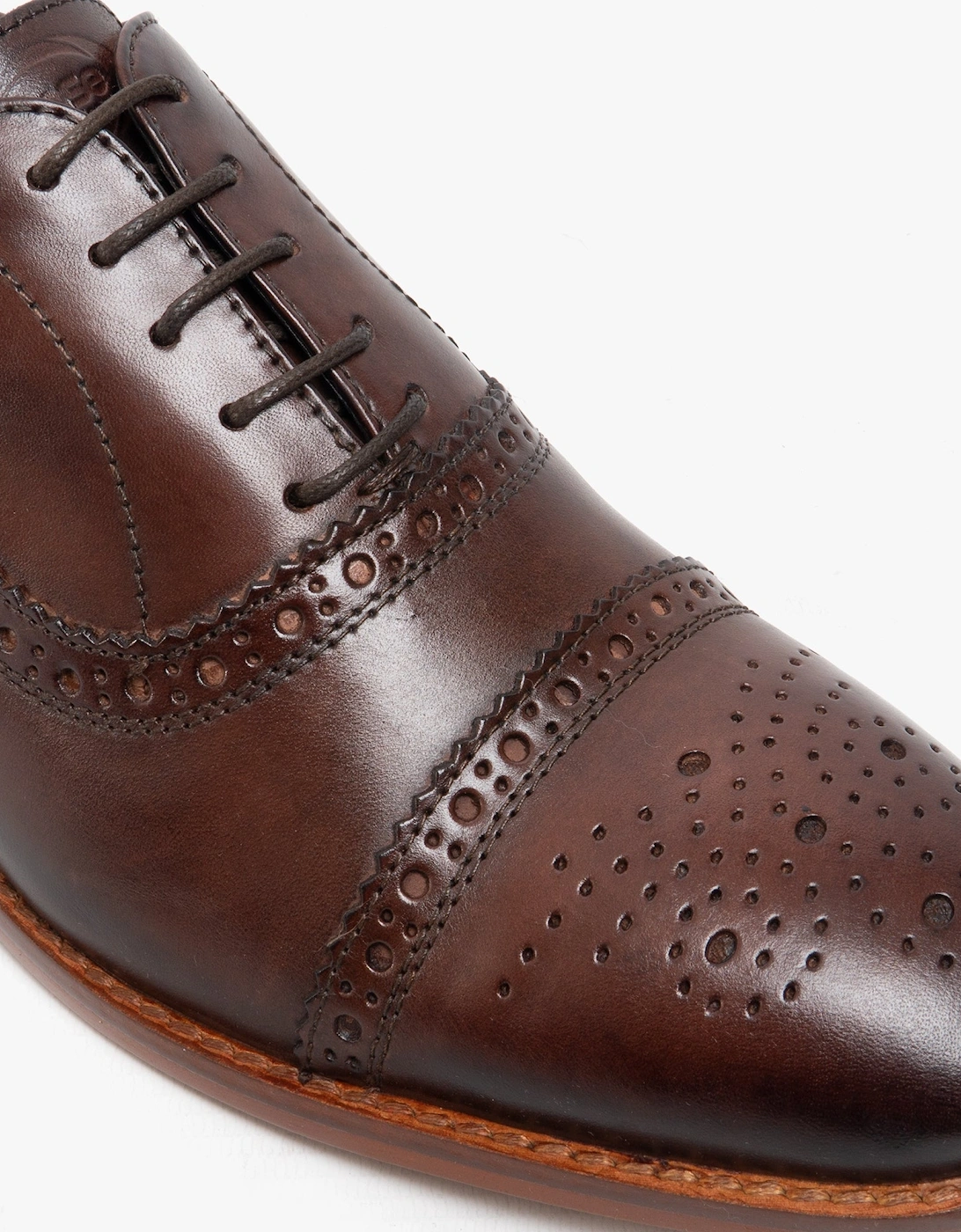 London CAST Mens Leather Brogue Shoes Brown