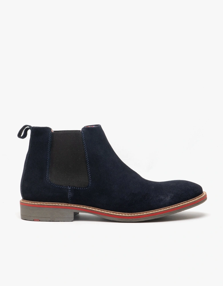 CALDWELL Mens Suede Leather Chelsea Boots Navy