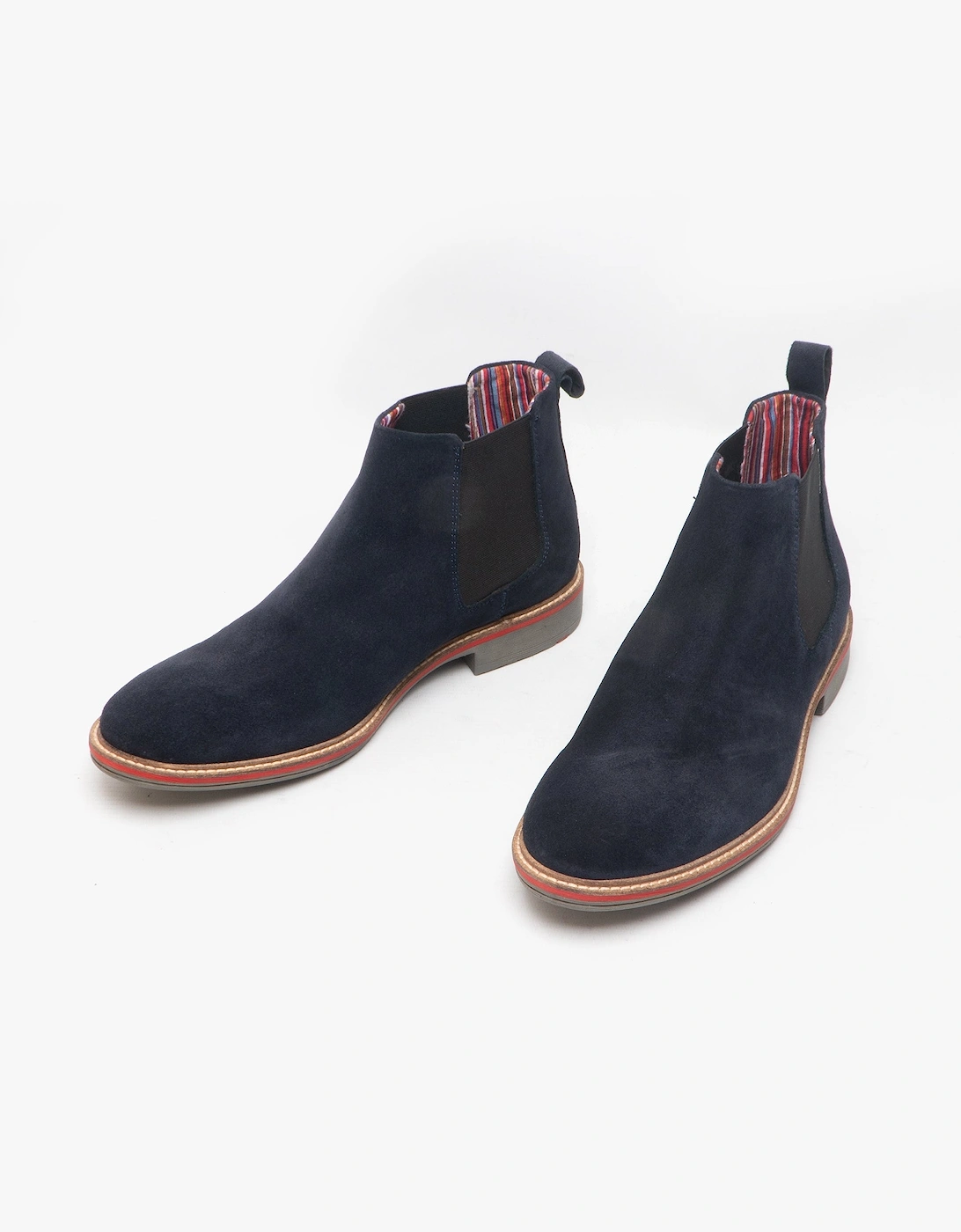 CALDWELL Mens Suede Leather Chelsea Boots Navy