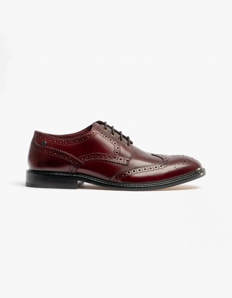 London CHAPLIN Mens Leather Brogue Shoes Bordo