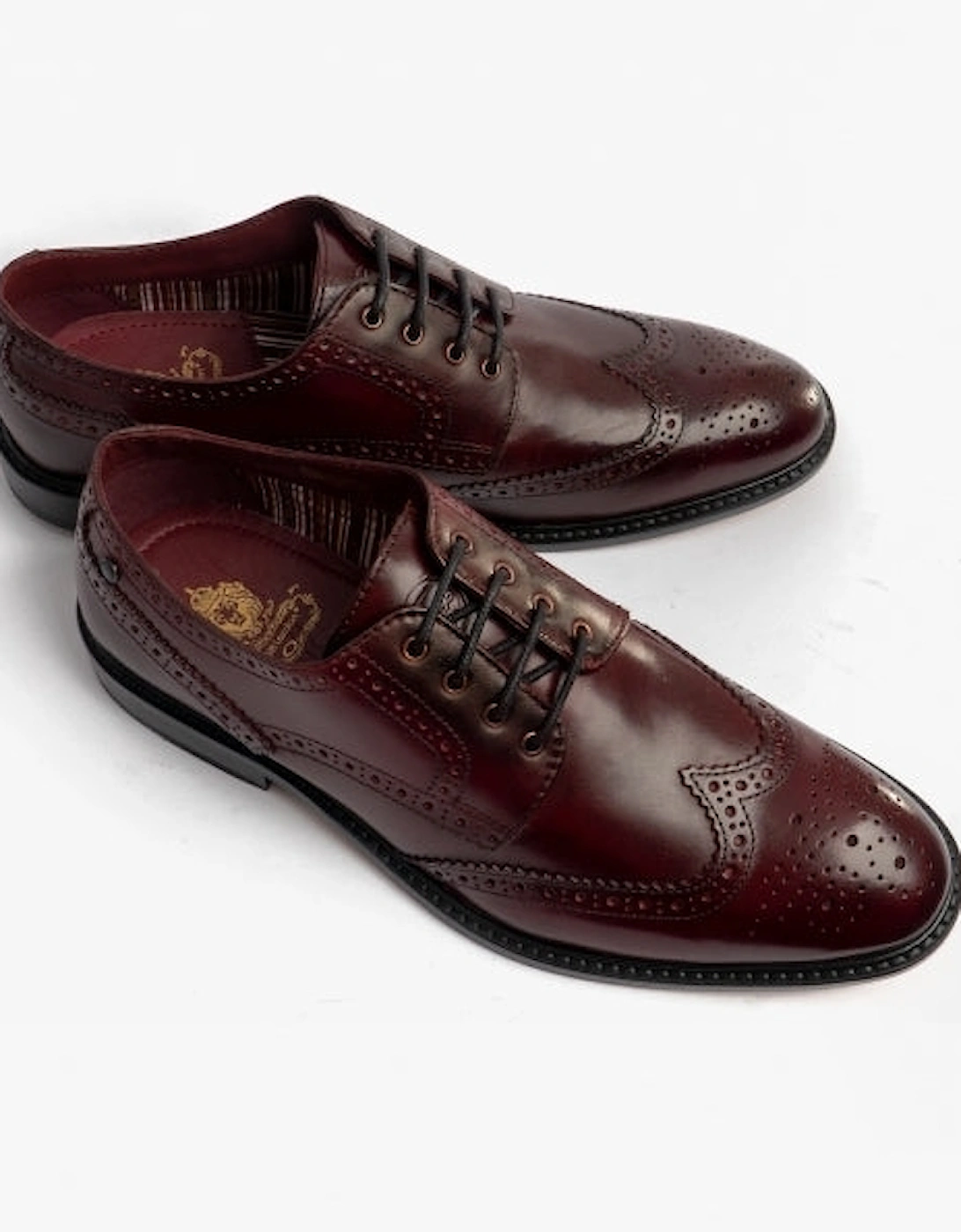 London CHAPLIN Mens Leather Brogue Shoes Bordo