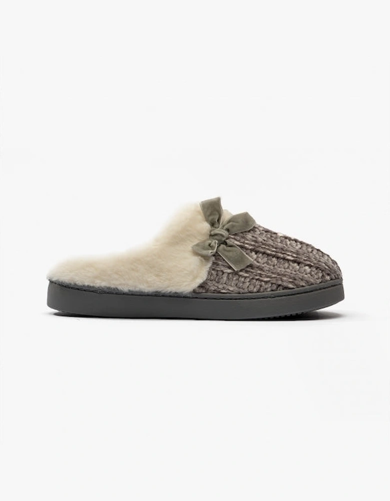 Jo & Joe AMBER Womens Knitted Mule Slippers Grey