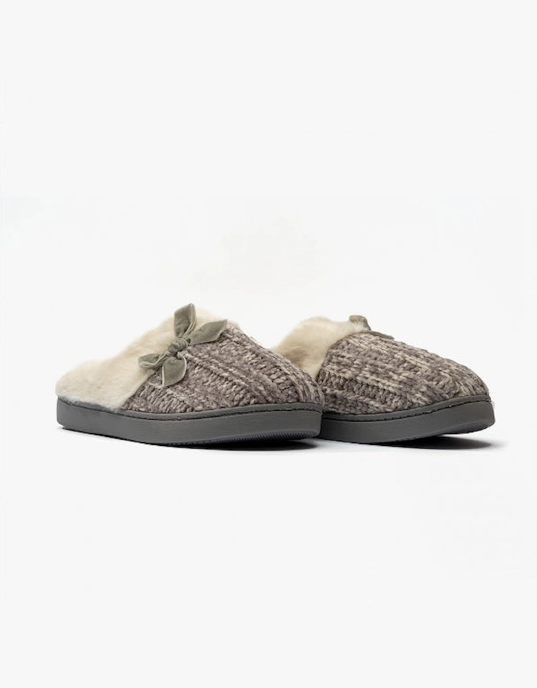 Jo & Joe AMBER Womens Knitted Mule Slippers Grey