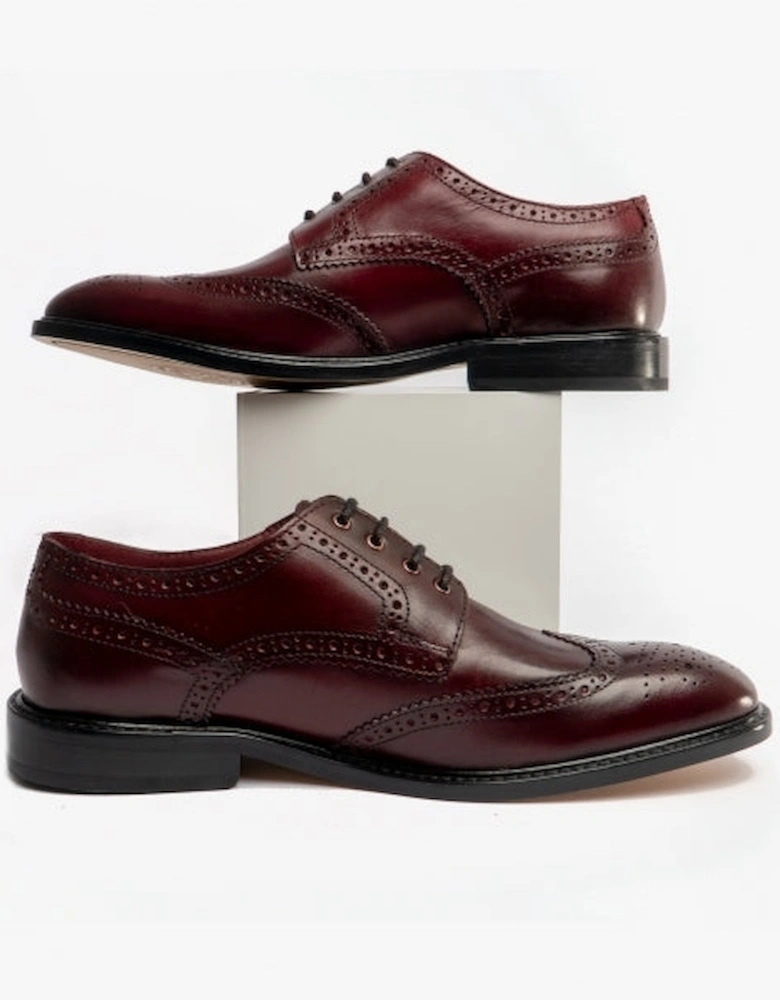 London CHAPLIN Mens Leather Brogue Shoes Bordo