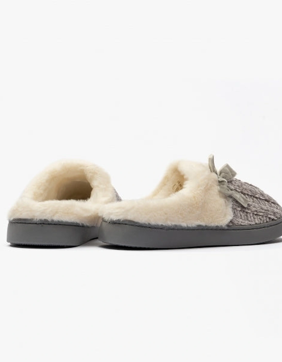 Jo & Joe AMBER Womens Knitted Mule Slippers Grey