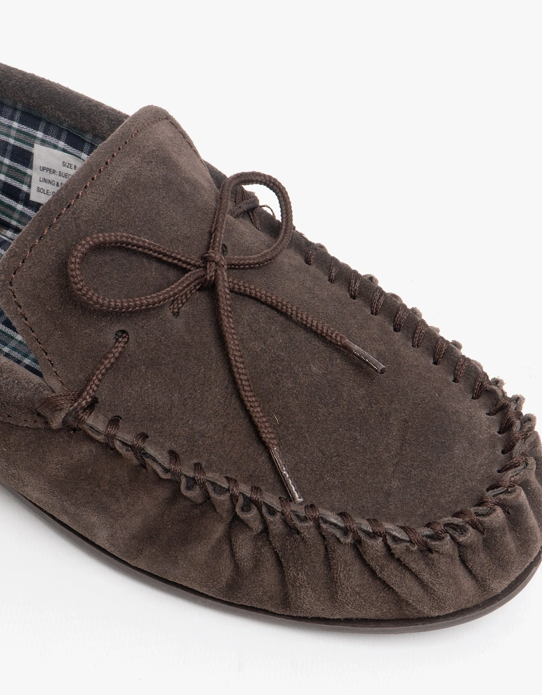 BRUCE Mens Moccasin Slippers Dark Brown