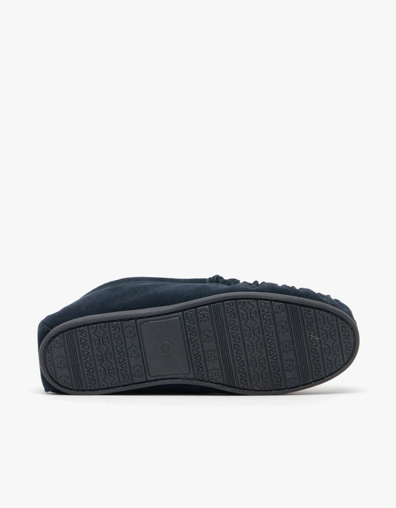 BRUCE Mens Moccasin Slippers Navy