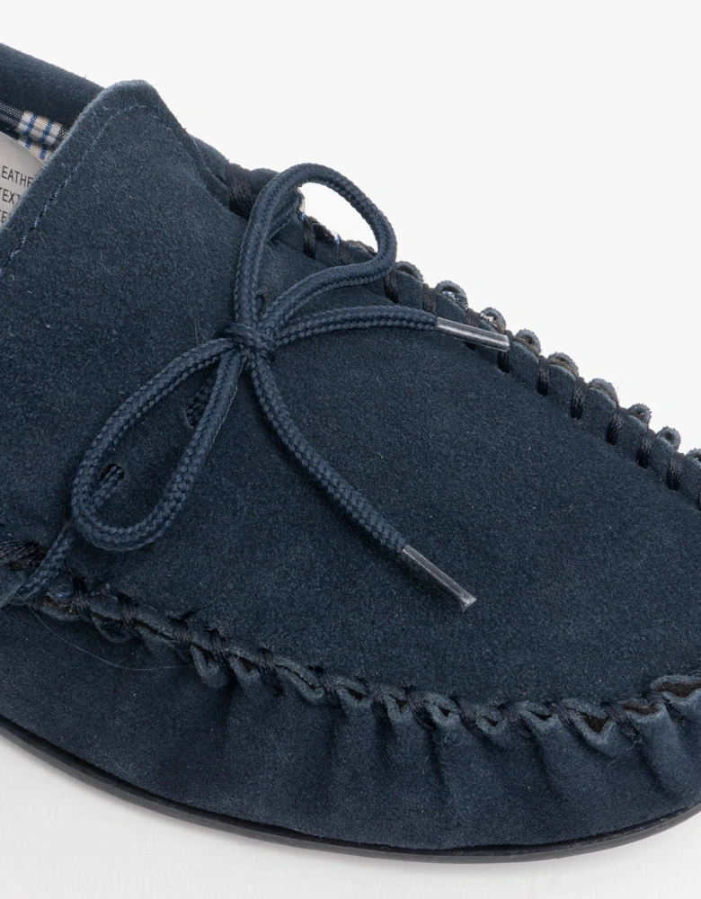 BRUCE Mens Moccasin Slippers Navy