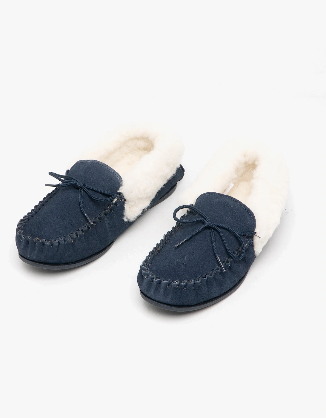 EMILY Womens Moccasin Slippers Navy