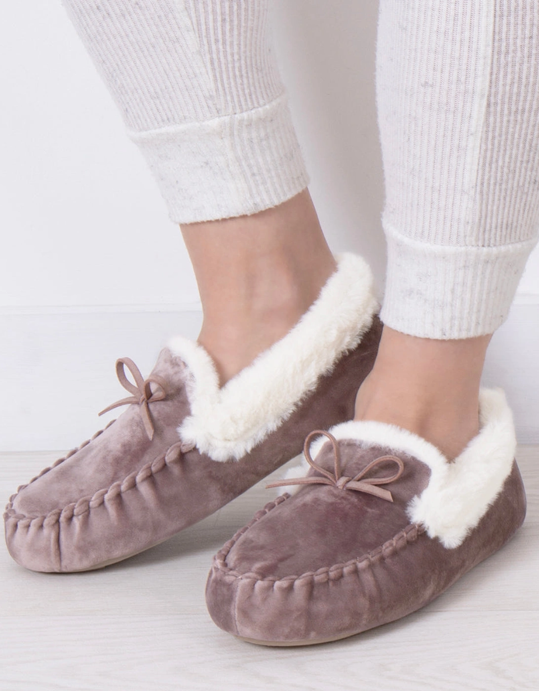 VELOUR MOCCASIN Slippers Womens Mink