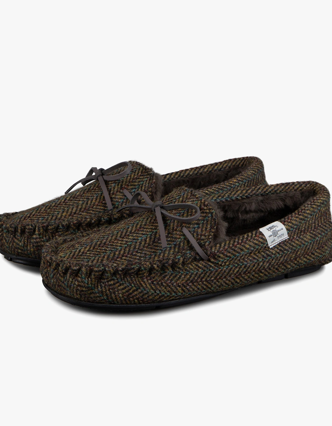 WOVEN WOOL MIX MOCCASIN Slippers Mens Brown