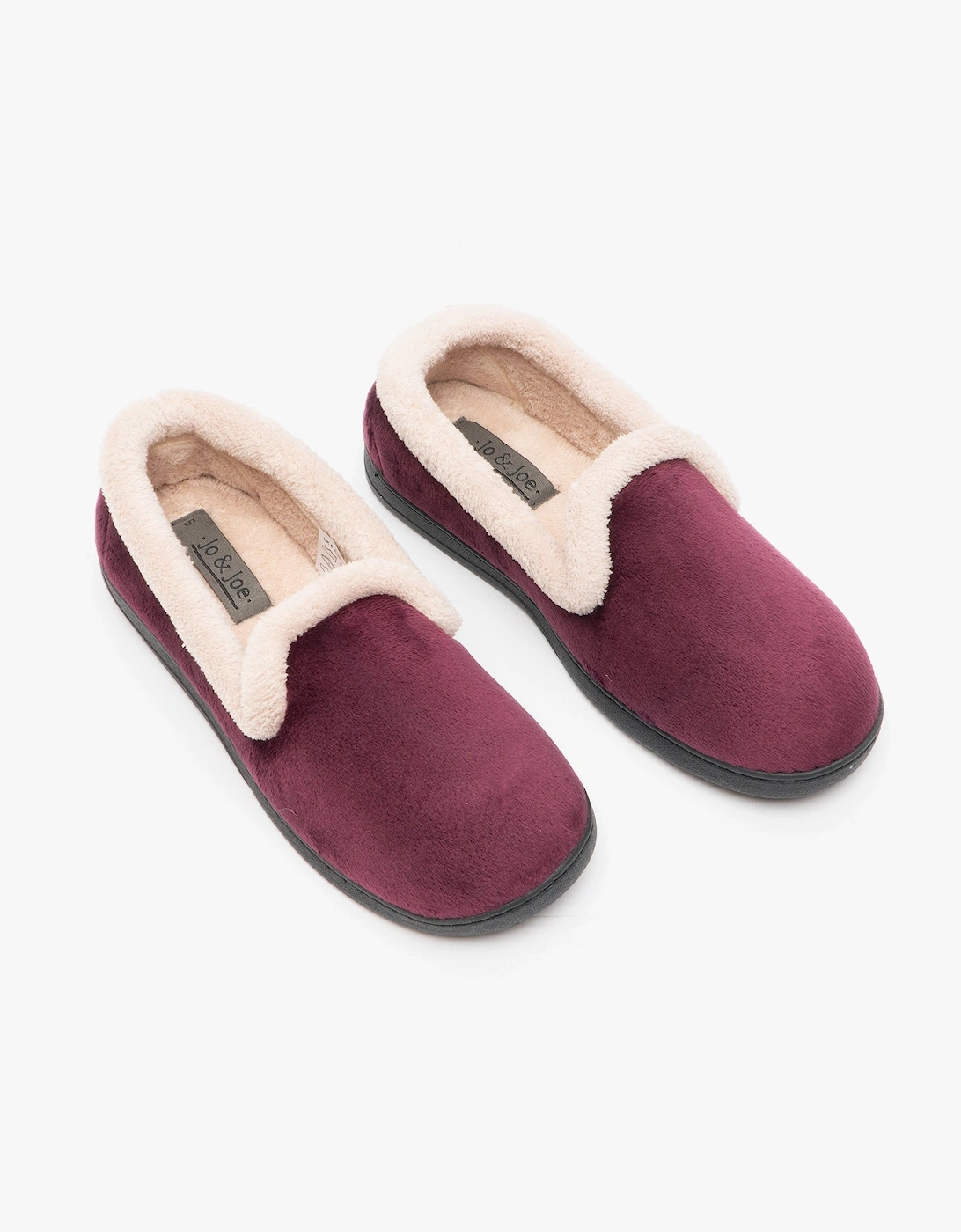 Jo & Joe CASHMERE Womens Velour Full Slippers Burgundy